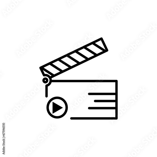 Clapper board icon on white background. Vector illustration.