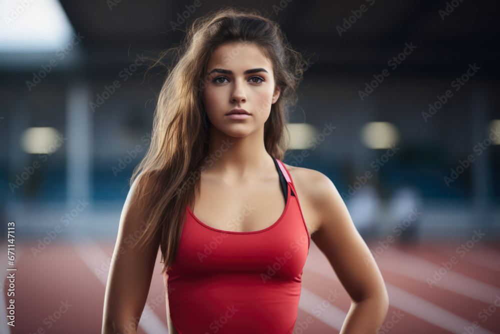 Athletic young woman posing in sports outfit