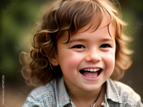 Detailed cinematic portrait of a laughing child