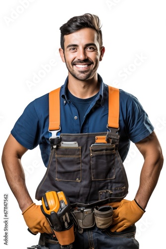Happy handyman isolated