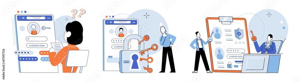 Account login. Vector illustration. Encryption plays vital role in protecting sensitive account information Granting access to authorized users is key aspect account management Privacy measures should Account login. Vector illustration. Encryption plays vital role in protecting sensitive account information Granting access to authorized users is key aspect account management Privacy measures should