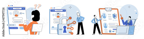 Account login. Vector illustration. Encryption plays vital role in protecting sensitive account information Granting access to authorized users is key aspect account management Privacy measures should