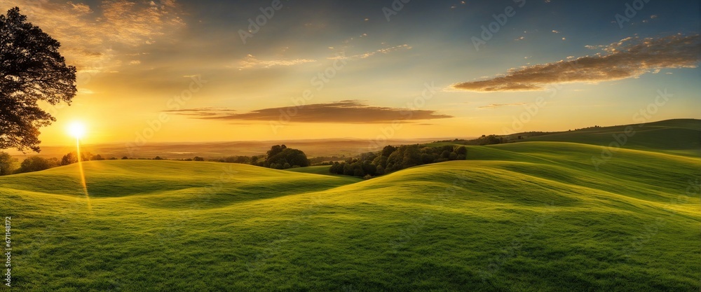 Obraz premium a magical landscape at sunset hours