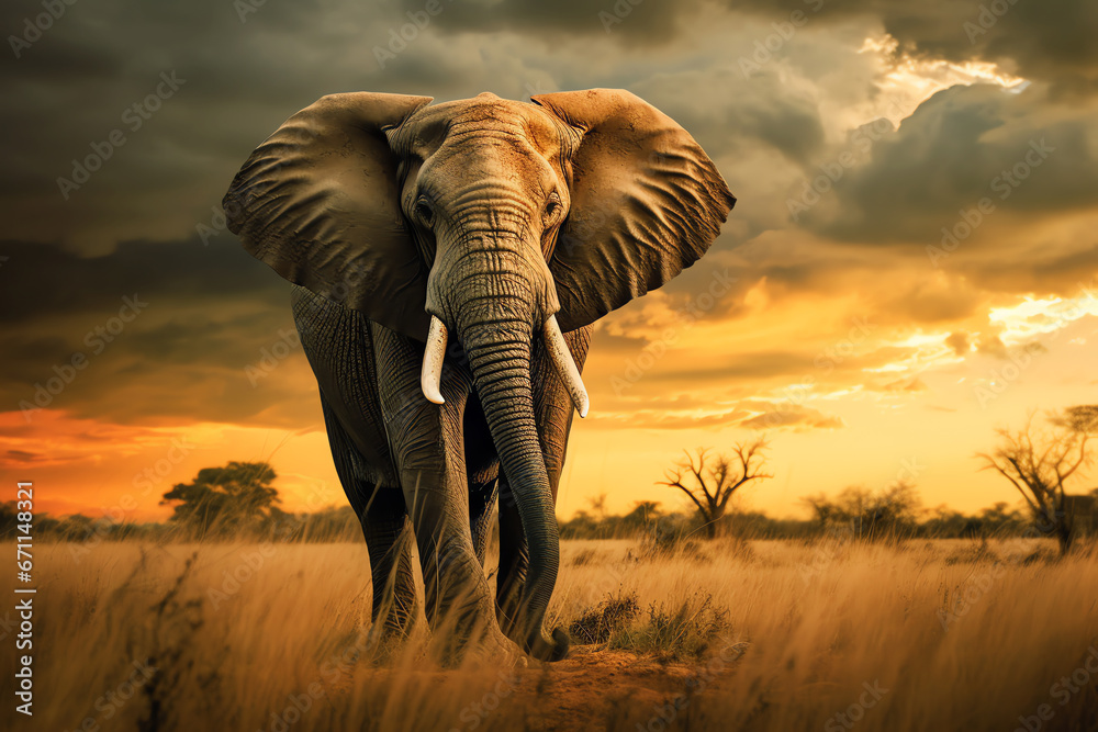 Fototapeta premium majestic elephant, AI generated