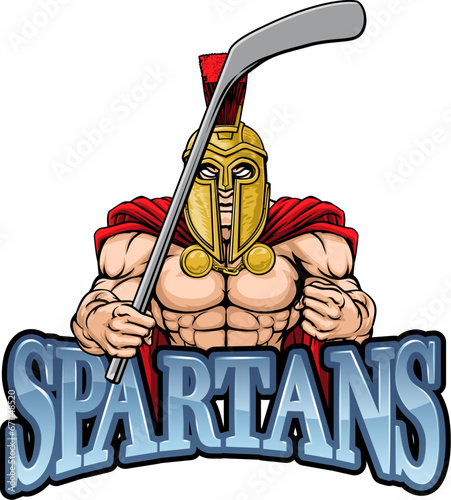 A spartan man ice hockey sports team cartoon mascot