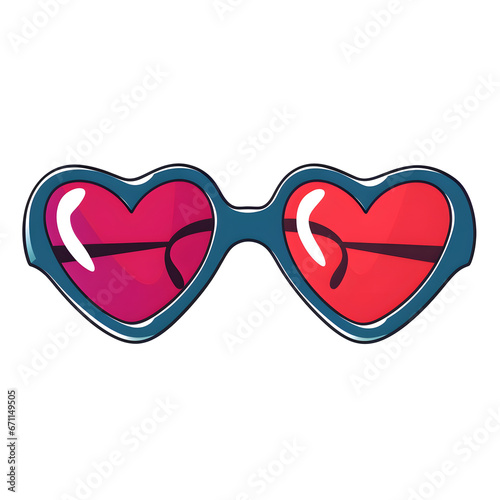 red glasses with heart