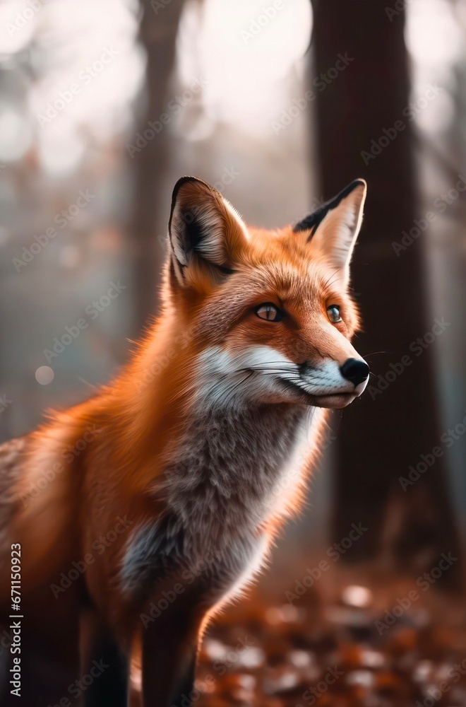 Red fox in the forest. Red fox in the forest.