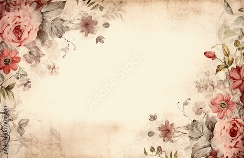 flowers background on old paper