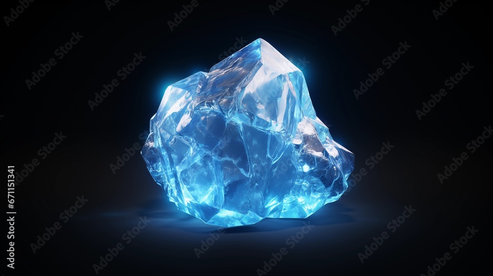 Ein blauer, glänzender Krisatll vor dunkelem Hintergrund. Ein blauer, glänzender Krisatll vor dunkelem Hintergrund.