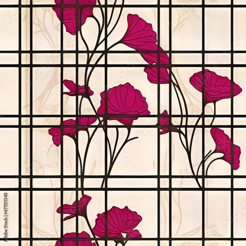 Pattern with floral grid pattern with abstract 
