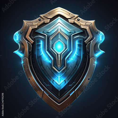 Futuristic Game Sprite Shield Illustration