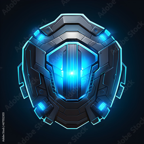 Futuristic Game Sprite Shield Illustration