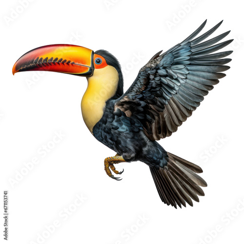 a flying toucan isolated