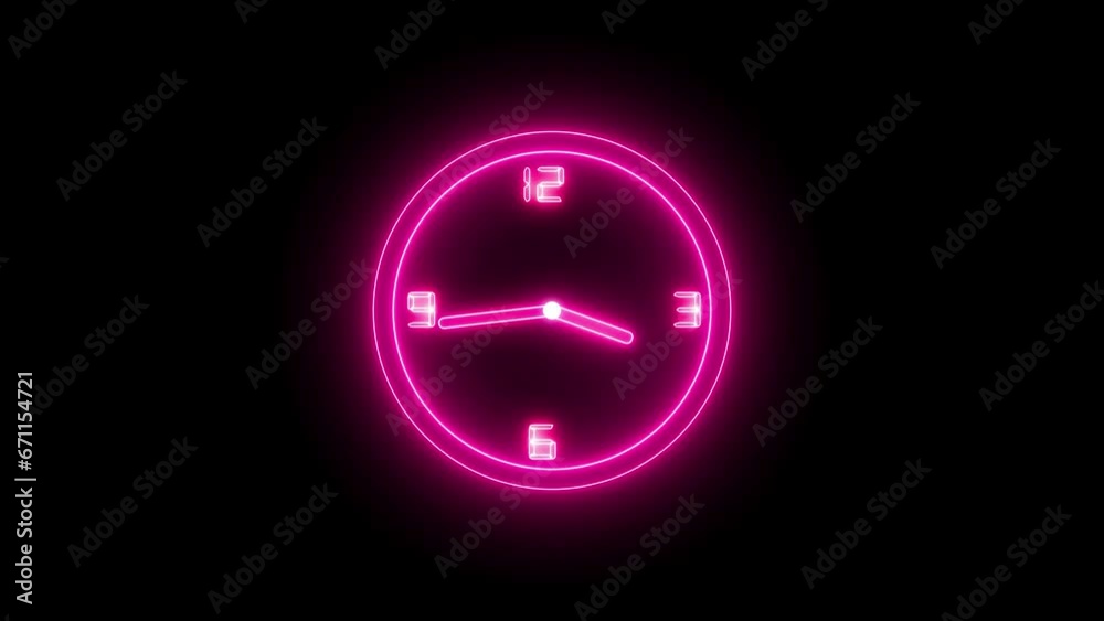 abstract colorful bright neon analog clock icon animation background 4k abstract colorful bright neon analog clock icon animation background 4k
