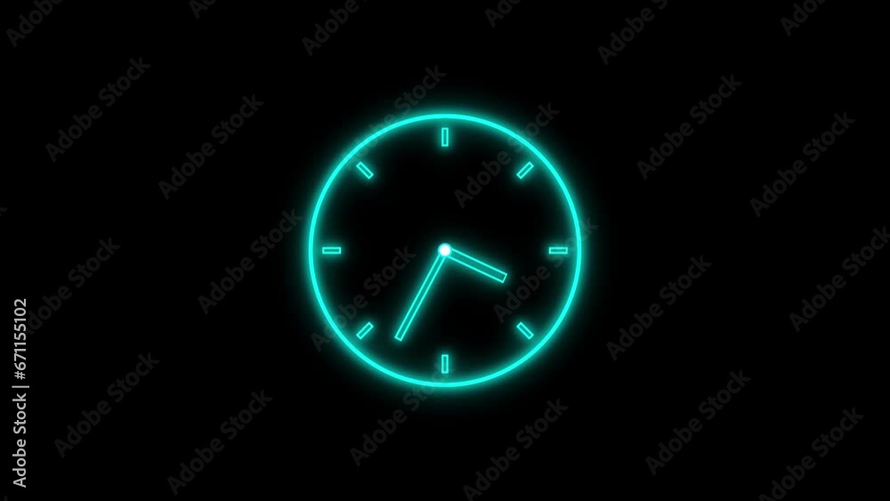 abstract colorful bright neon analog clock icon animation background 4k abstract colorful bright neon analog clock icon animation background 4k