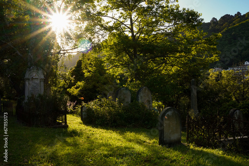 Schilderij op canvas alter Friedhof bei sonnenschein