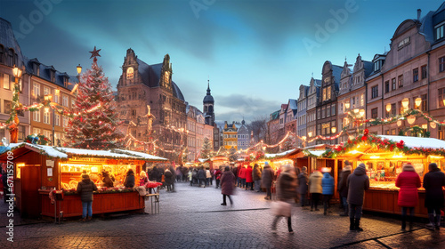 christmas market panoramic photo photo