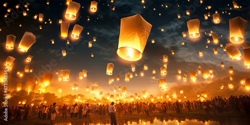 flying lanterns in lantern festival