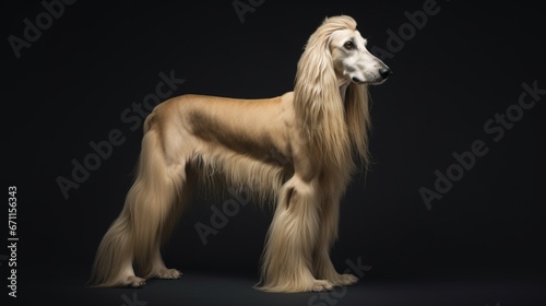 A full body shot of an elegant Afghan Hound Canis lup.Generative AI