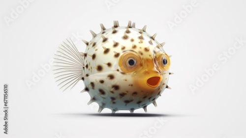 A puffer fish isolated on transparent background.Generative AI