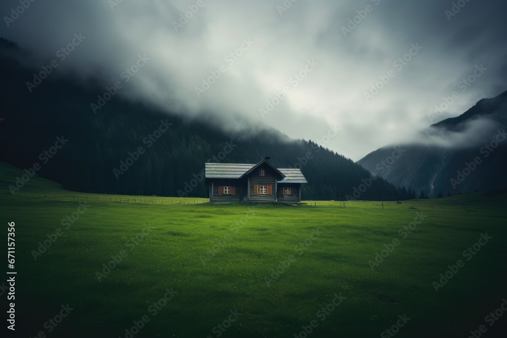Secluded Countryside Cabin Amidst Fields