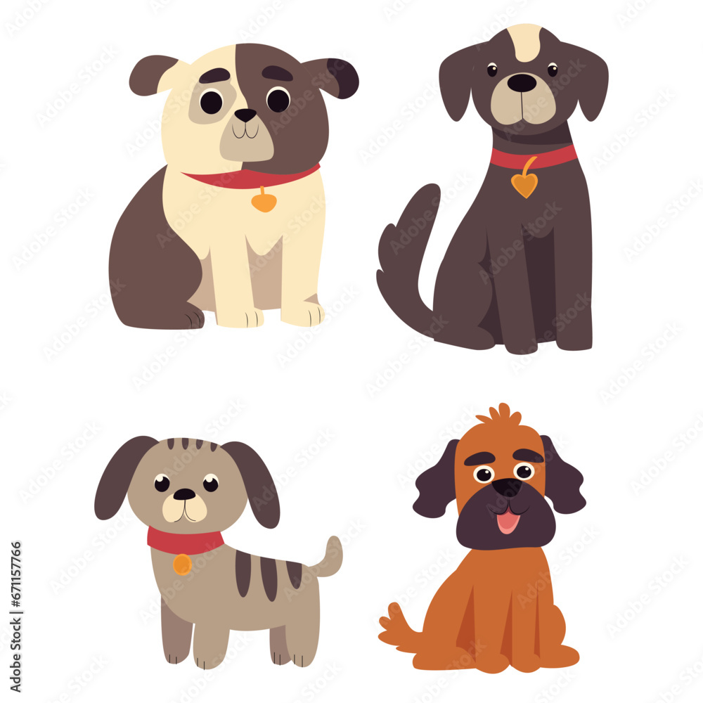 set of animals.Cute dogs vector set. Cartoon dog or puppy characters design collection with flat color in different poses. Set of funny pet animals isolated on white background. set of animals.Cute dogs vector set. Cartoon dog or puppy characters design collection with flat color in different poses. Set of funny pet animals isolated on white background.