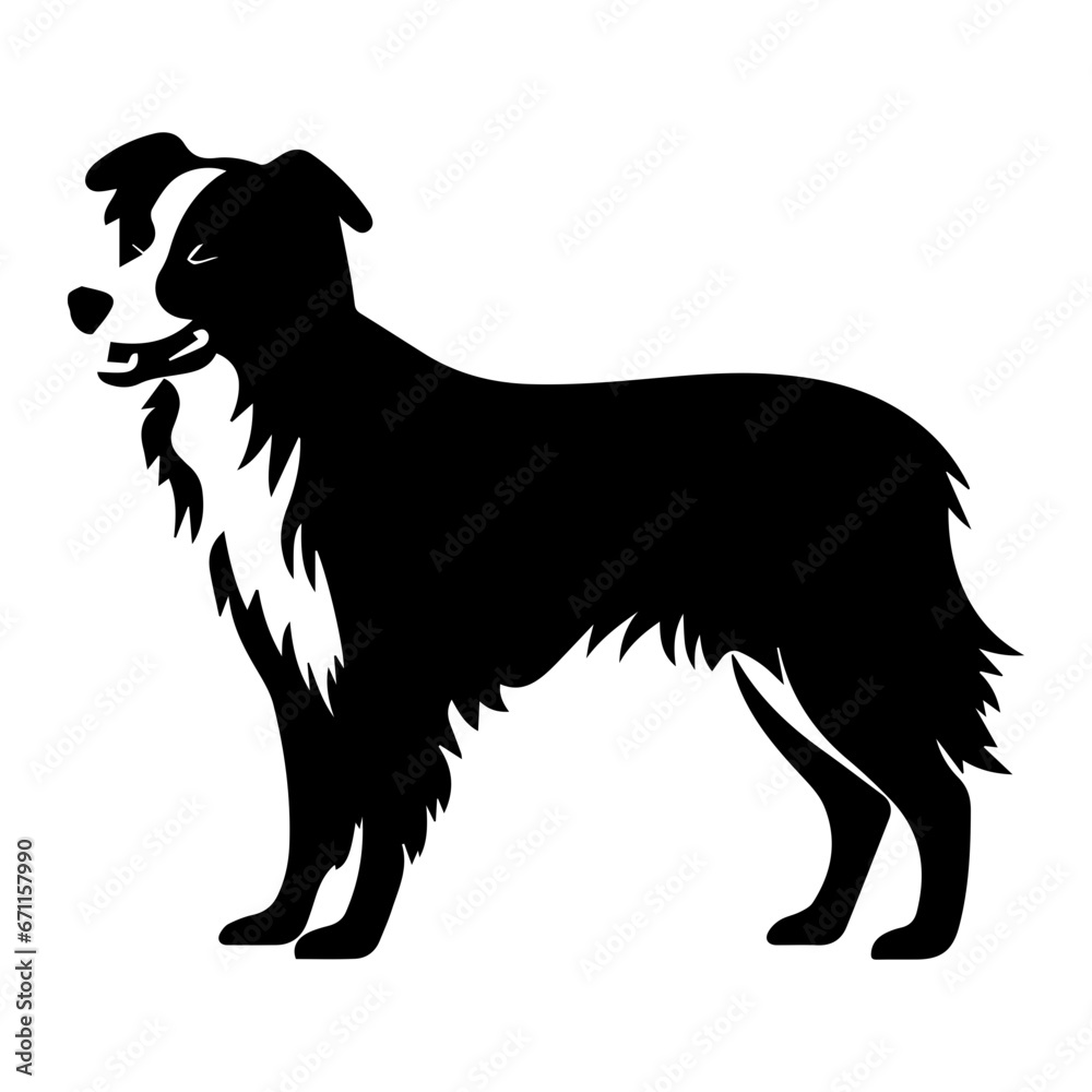 Australian Shepherd Dog Vector Silhouette, Generative AI.