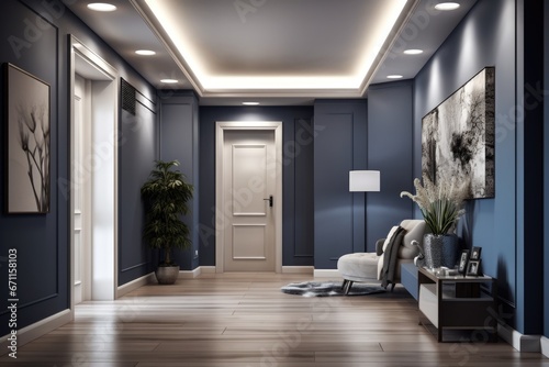 Interior of luxary hallway in chic classic house