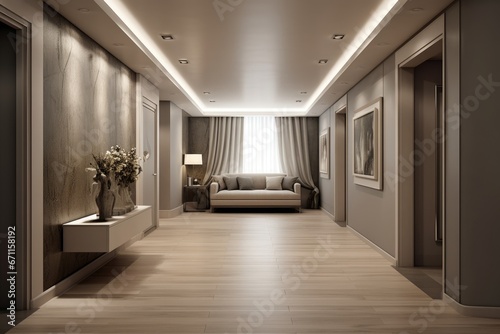 Interior of luxary hallway in chic classic house