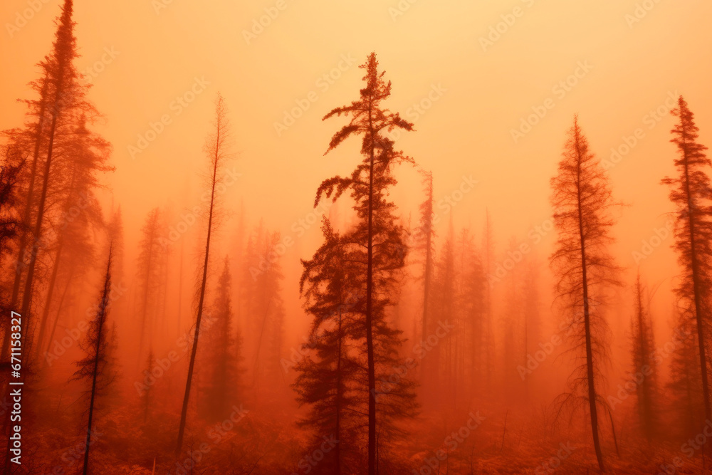 Inferno in the Woods: Wildfire Smoke Shrouds the Forest