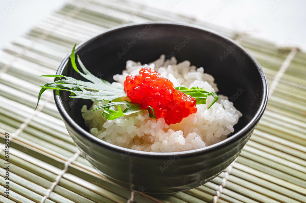 すじこの醤油漬けをのせたご飯 すじこの醤油漬けをのせたご飯