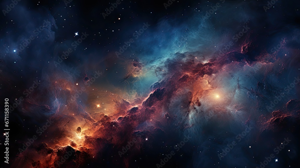 Galaxies and nebulas and outer space background. Generative AI - obrazy, fototapety, plakaty 