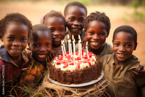 Happy Birthday Celebration in an African Village