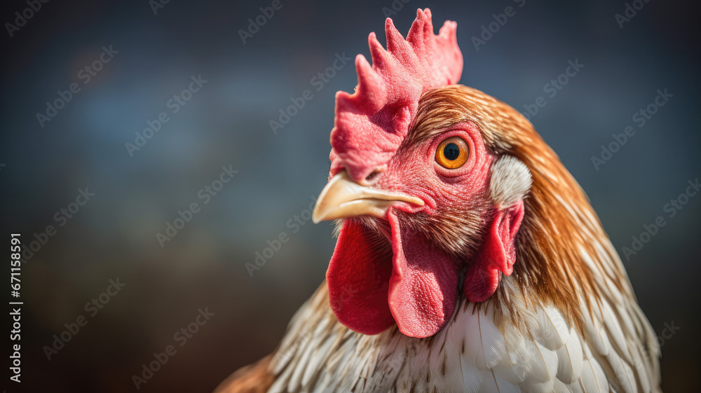 Close Up of Chicken with Head Up