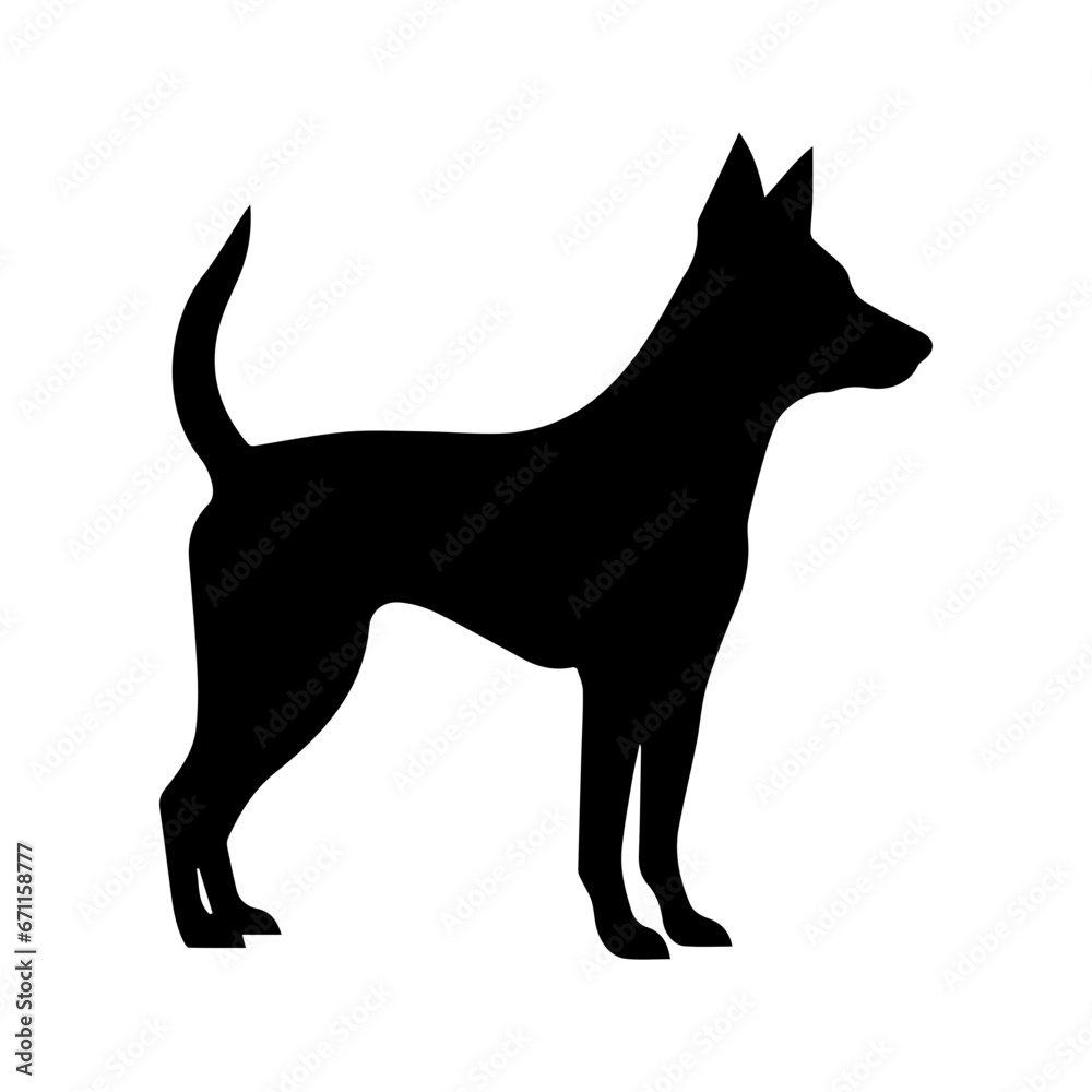 basenji Dog Vector Silhouette, Generative AI.