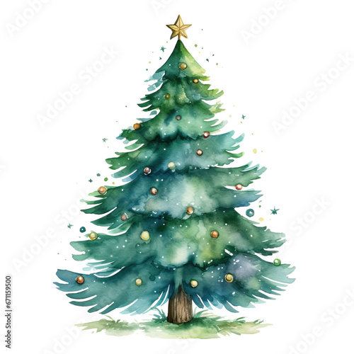 watercolor Christmas tree clipart