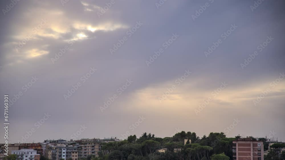Cloudy sky over Rome during the sunset - Timelapse Cloudy sky over Rome during the sunset - Timelapse