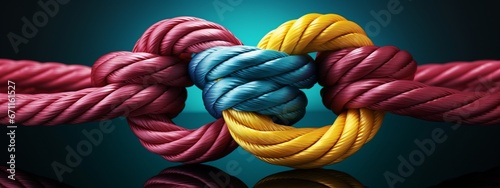 Team rope diverse strength connect partnership together teamwork unity communicate support. Strong diverse network rope team concept integrate braid color background cooperation empower power.