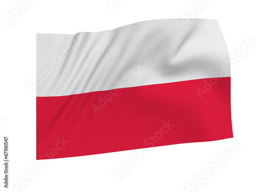 Flag of Poland. Wavy flag. Isolated. 3d illustration.