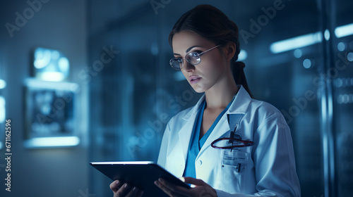Doctor AI, artificial intelligence in modern medical technology and IOT automation. Doctor using AI document management concept. photo