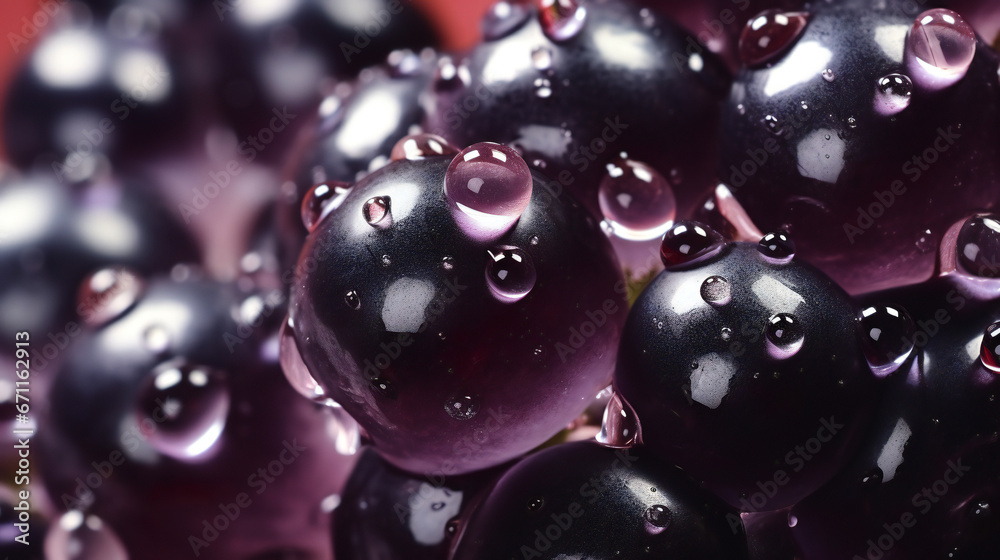 Super Ultra closeup macro of blackcurrant fruit. Generative AI. Super Ultra closeup macro of blackcurrant fruit. Generative AI.
