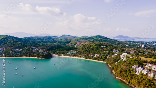 Fototapeta Naklejka Na Ścianę i Meble -  Aerial view of blue water surface background and sun reflection. aerial view of a flying drone Waves surface on a tropical ocean with bright sunlight. Perfect for vacations, 