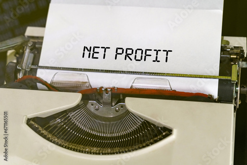 The text is printed on a typewriter - Net profit