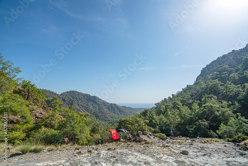 Mount Chimaera in ancient Lycia, notable for constantly burning fires. It is thought to be the area called Yanartaş in Turkey, where methane and other gases emerge from the rock and burn in Antalya photo