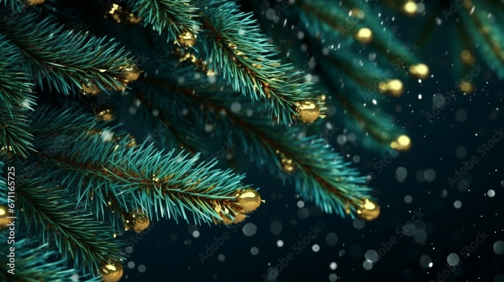 Christmas tree branches background.Generative AI