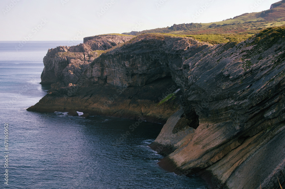 Coastline of the cliffs of Asturias, Spain.