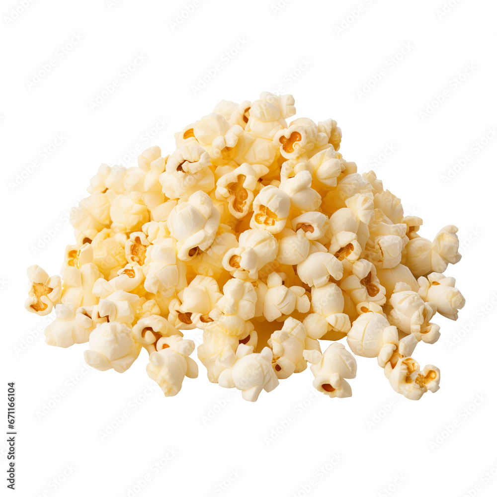 salty popcorn isolated on white - obrazy, fototapety, plakaty 