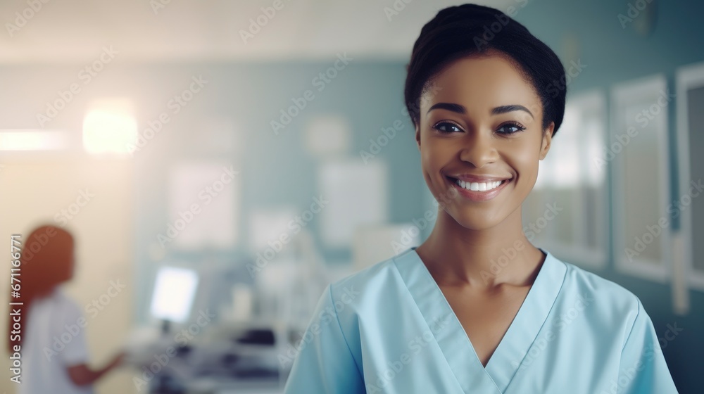 Young pretty smiling african woman doctor portrait Young pretty smiling african woman doctor portrait