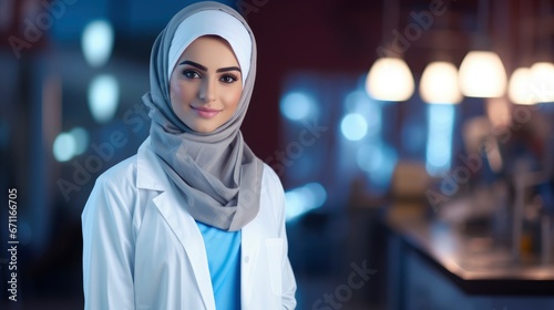 Young pretty arab woman doctor in medical class portrait