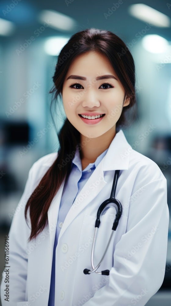 Young pretty smiling asian woman doctor portrait Young pretty smiling asian woman doctor portrait